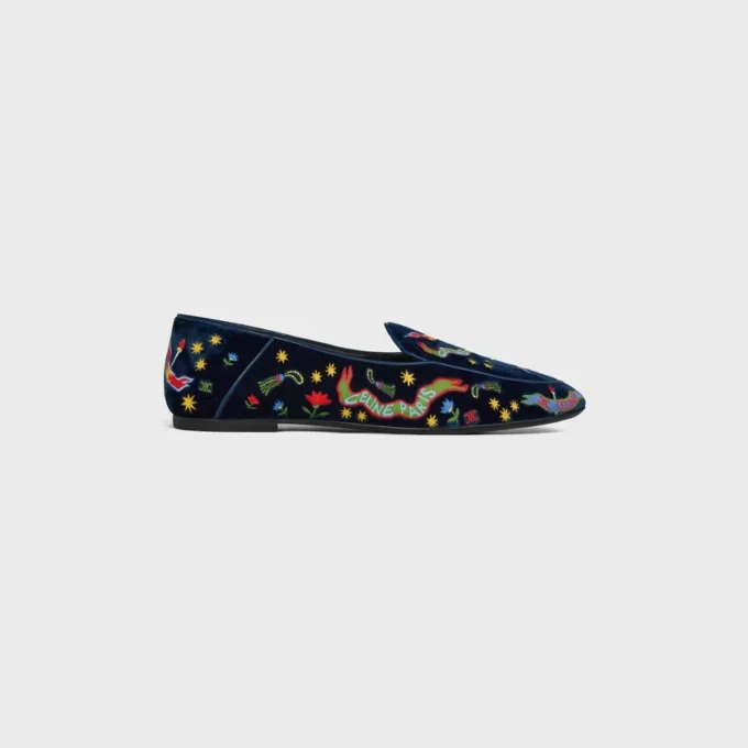 Aura Loafer in geborduurd fluweel