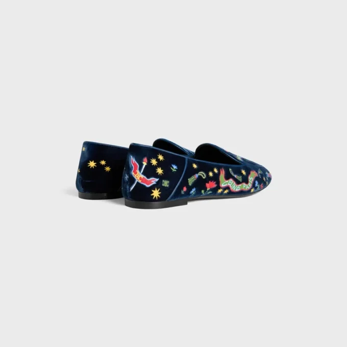 Aura Loafer in geborduurd fluweel