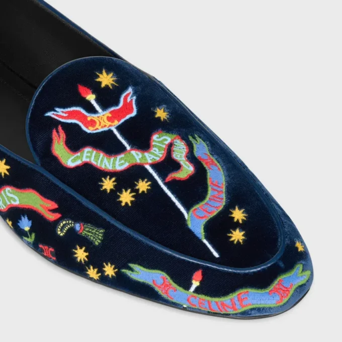 Aura Loafer in geborduurd fluweel