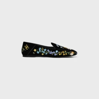 Aura Loafer van fluweel met geborduurde bloemen