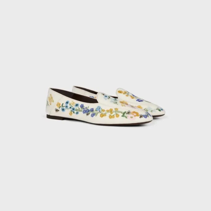 Aura Loafer van fluweel met geborduurde bloemen