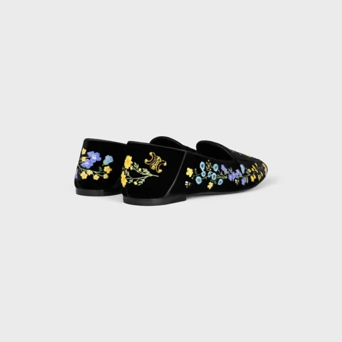 Aura Loafer van fluweel met geborduurde bloemen