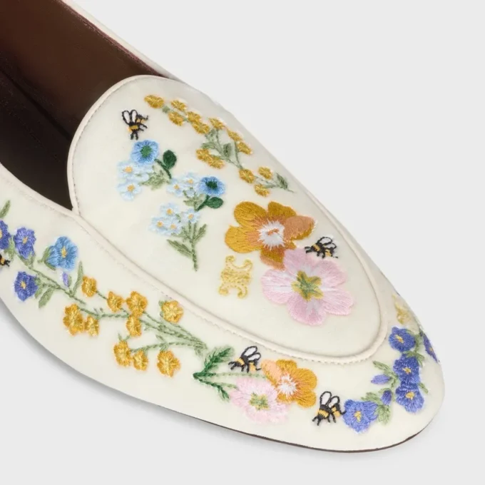 Aura Loafer van fluweel met geborduurde bloemen