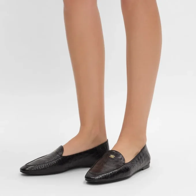 Aura Loafer van lamsleer met krokodillenprint