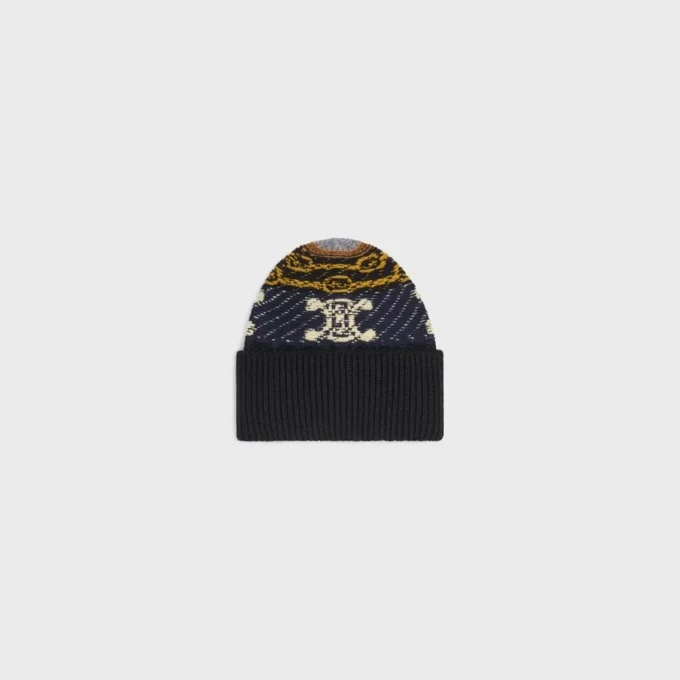 Beanie van jacquardkasjmier