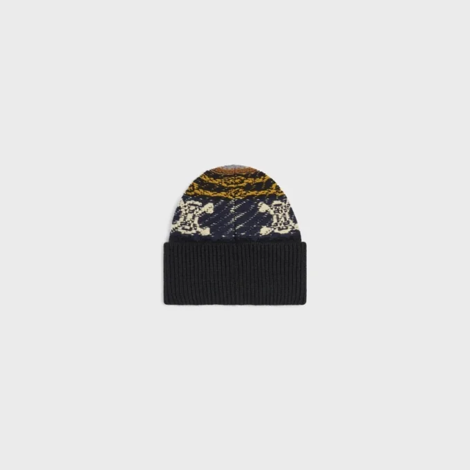Beanie van jacquardkasjmier