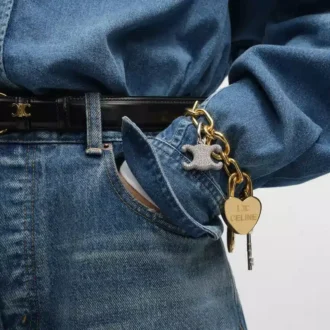 Bedel Hartvormig hangslotje van messing met gouden afwerking