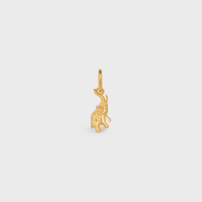 Bedel Olifant op parel van messing met gouden afwerking en harsparel