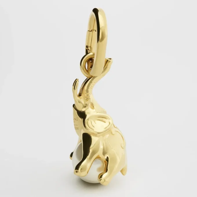 Bedel Olifant op parel van messing met gouden afwerking en harsparel