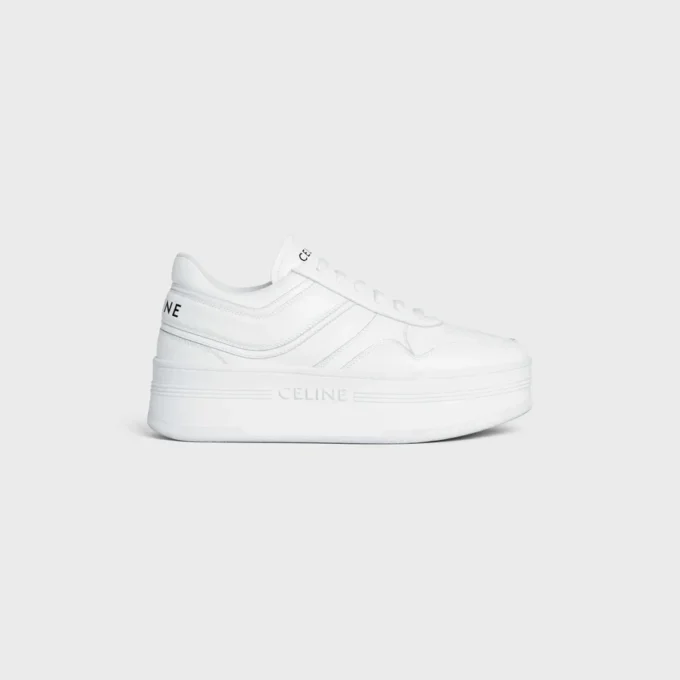 Blocksneakers met sleehakzool van kalfsleer