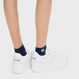 Blocksneakers met sleehakzool van kalfsleer