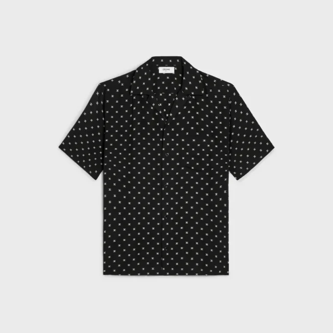Bowlinghemd van viscose met Micro Triomphe-print