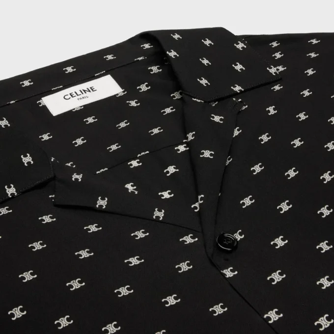 Bowlinghemd van viscose met Micro Triomphe-print