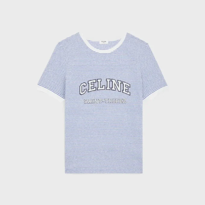 CELINE 70’s T-shirt van gestreept jersey