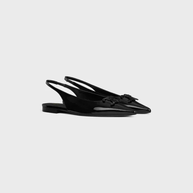 CELINE Alma Triomphe platte slingback van gelakt kalfsleer