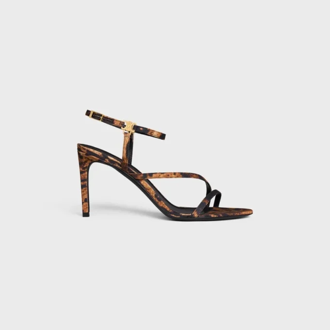 CELINE Ava-sandaal van grosgrain met luipaardprint