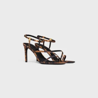 CELINE Ava-sandaal van grosgrain met luipaardprint