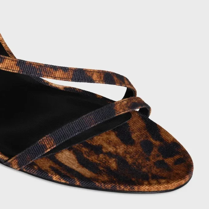 CELINE Ava-sandaal van grosgrain met luipaardprint