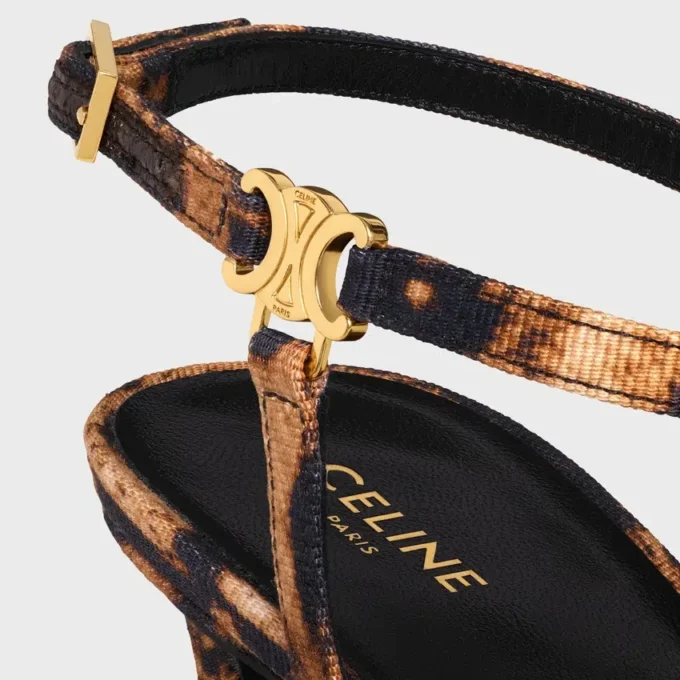 CELINE Ava-sandaal van grosgrain met luipaardprint