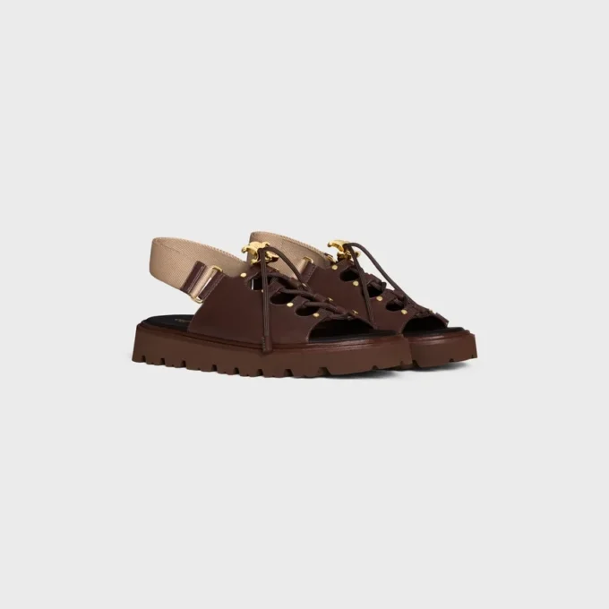CELINE Billie Chunky Sandale  in kalfsleer en textiel