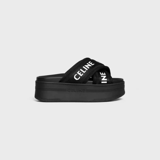 Celine Block Slide van mesh, nylon en textiel met Celine-jacquard