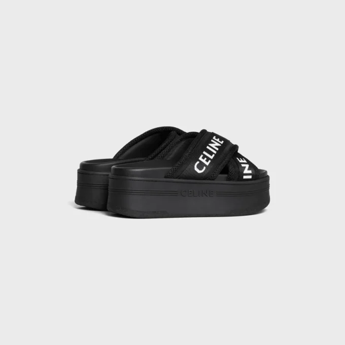 Celine Block Slide van mesh, nylon en textiel met Celine-jacquard