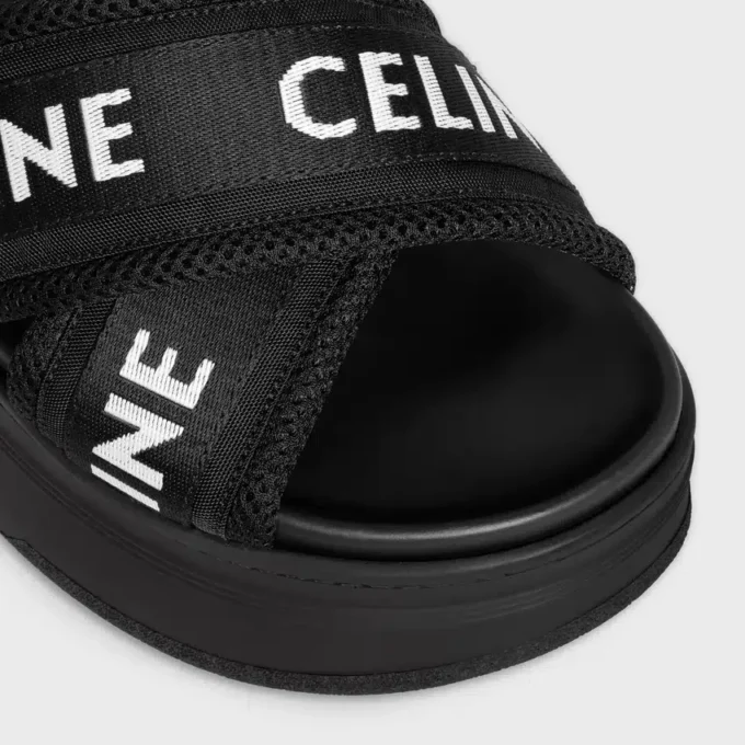 Celine Block Slide van mesh, nylon en textiel met Celine-jacquard