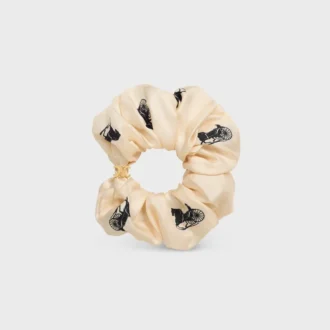 CELINE C Sulky Scrunchy van zijde en messing met gouden afwerking