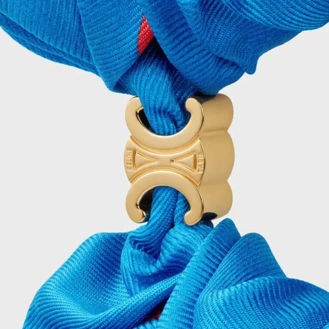 CELINE C Sulky Scrunchy van zijde en messing met gouden afwerking