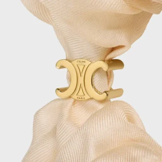 CELINE C Sulky Scrunchy van zijde en messing met gouden afwerking