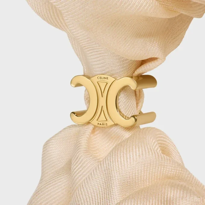 CELINE C Sulky Scrunchy van zijde en messing met gouden afwerking