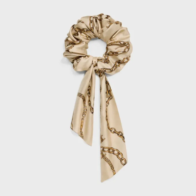 CELINE Chains strik-scrunchy van zijde