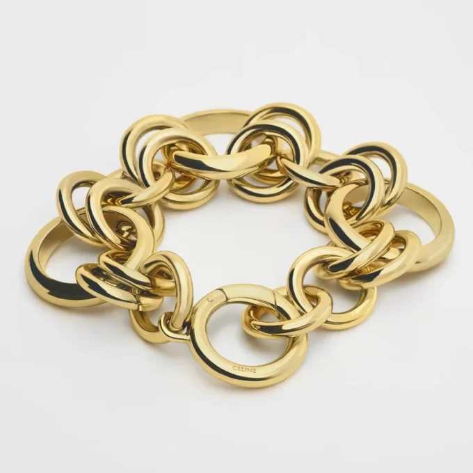 CELINE Charms Heritage dikke armband van messing met gouden afwerking