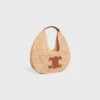 CELINE Classic Panier Hobo-tas in raffia en kalfsleer
