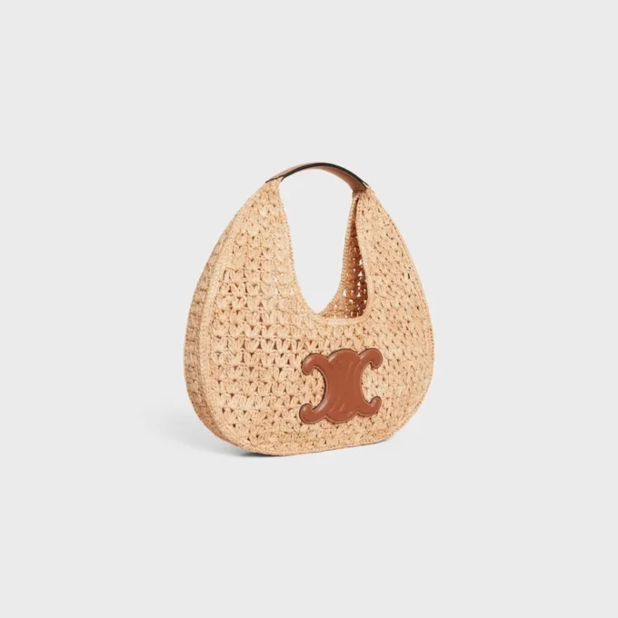 CELINE Classic Panier Hobo-tas in raffia en kalfsleer
