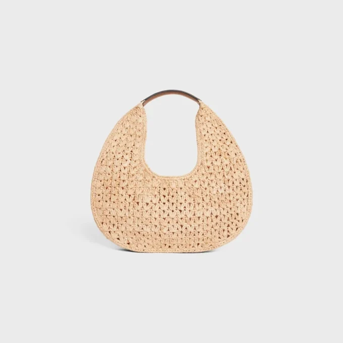 CELINE Classic Panier Hobo-tas in raffia en kalfsleer