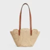 Celine Classic Panier Small gevlochten Triomphe van raffia en kalfsleer