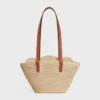 Celine Classic Panier Small gevlochten Triomphe van raffia en kalfsleer