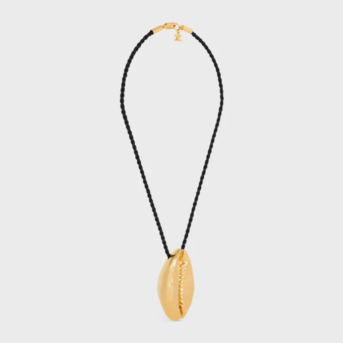 CELINE Dafila schelpenketting van messing met gouden afwerking en zijde