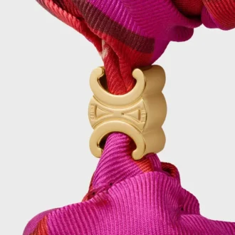 CELINE geweven linten scrunchy van zijde en messing met gouden afwerking
