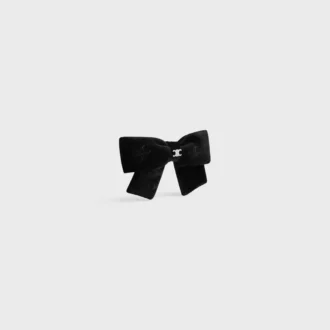 CELINE-haarclip met gestempeld lint, van polyester en messing met rhodiumafwerking