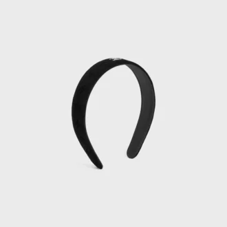 CELINE-hoofdband met stempel in kalfsleer, polyester en messing met rhodiumafwerking