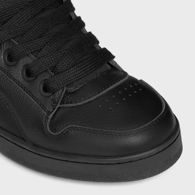 CELINE Huntington lage vetersneaker van getrommeld leer en mesh