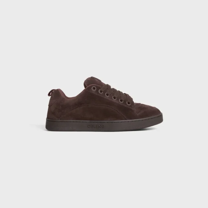 CELINE Huntington lage vetersneaker van suède kalfsleer en mesh