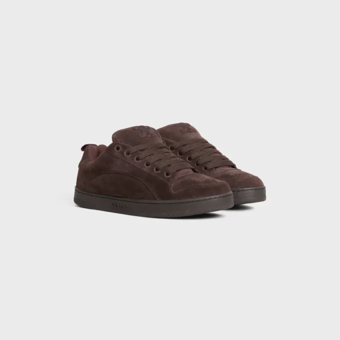 CELINE Huntington lage vetersneaker van suède kalfsleer en mesh