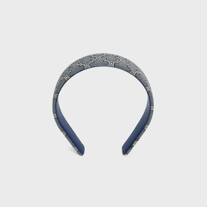 CELINE Jacquard Triomphe-hoofdband van katoen, polyamide, polyester en kalfsleer
