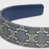 CELINE Jacquard Triomphe-hoofdband van katoen, polyamide, polyester en kalfsleer