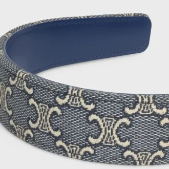 CELINE Jacquard Triomphe-hoofdband van katoen, polyamide, polyester en kalfsleer