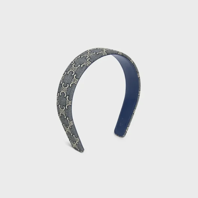 CELINE Jacquard Triomphe-hoofdband van katoen, polyamide, polyester en kalfsleer