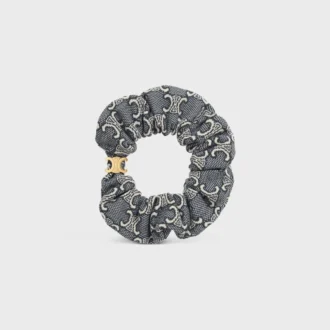CELINE Jacquard Triomphe scrunchy van katoen, polyester, polyamide en messing met gouden afwerking
